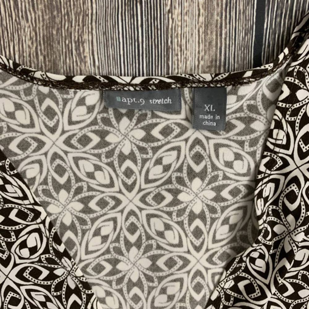 Apt 9 Brown Beige 3/4 Sleeve Wrap Dress XL - Picture 7 of 8